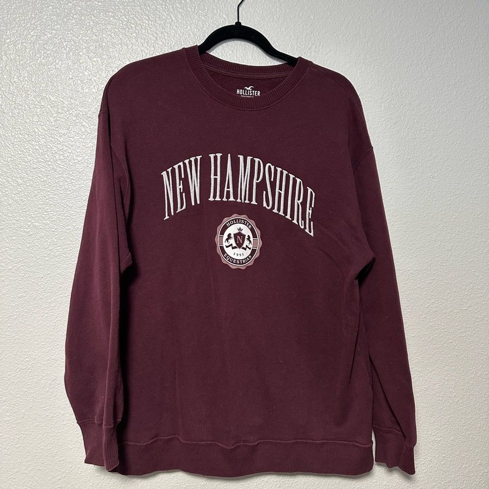 Hollister Burgundy Oversized Fit Crew Sweater Sz M